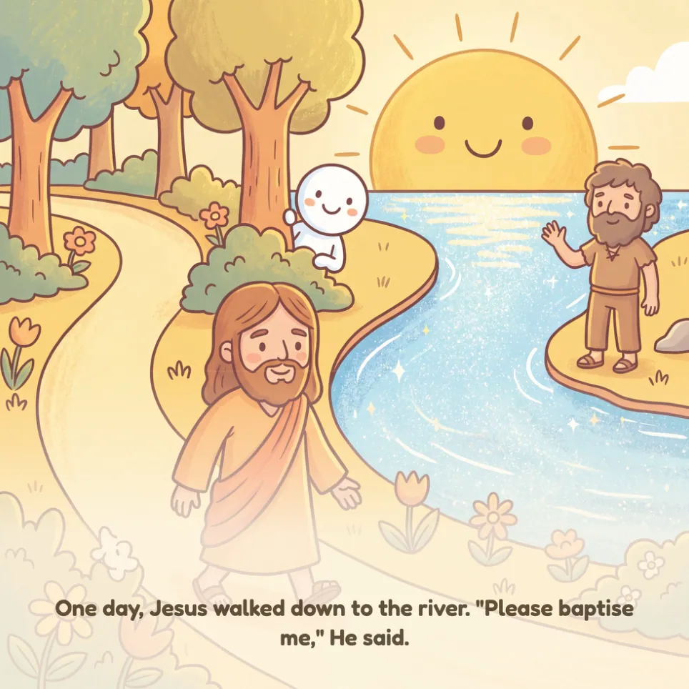 A page from John Baptizes Jesus