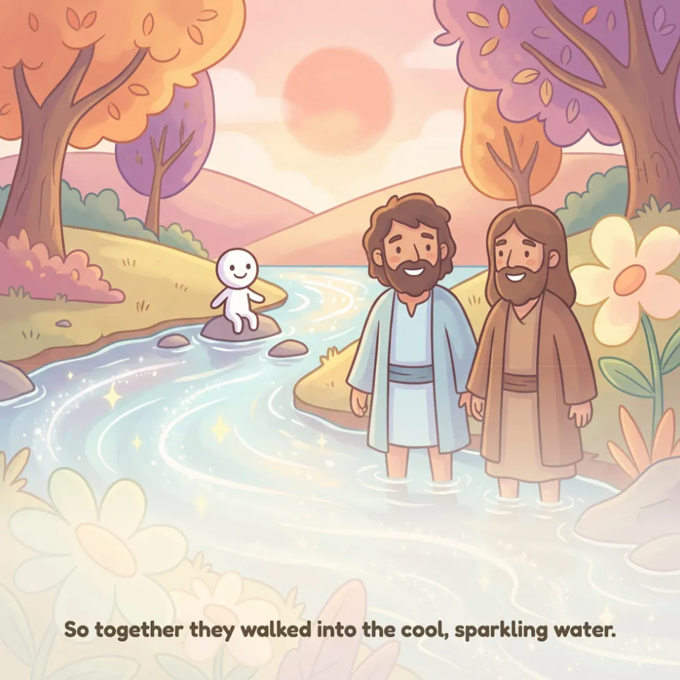 A page from John Baptizes Jesus