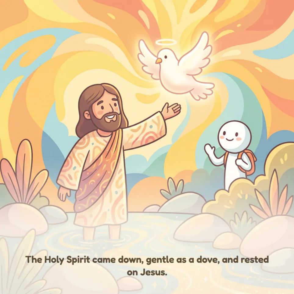 A page from John Baptizes Jesus